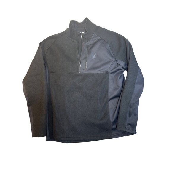 Spyder Mens Black Quarter-Zip Pullover Jacket Size X Polyester Fleece - Picture 1 of 16